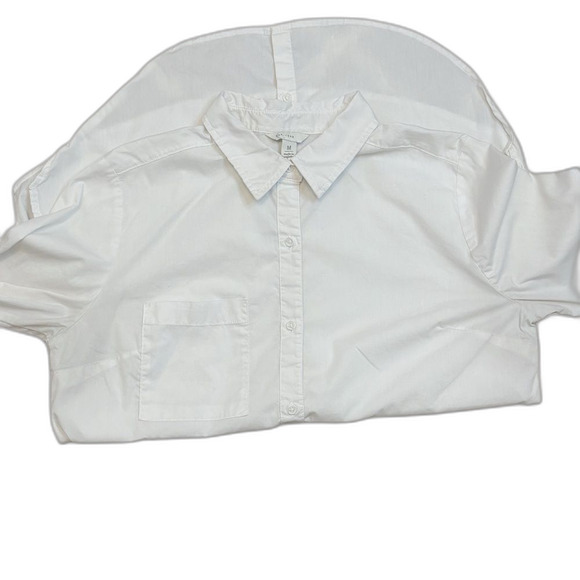 Est. 1946 White Button Down Tux Tail Shirt Medium Longline Curved Hem - Picture 8 of 9